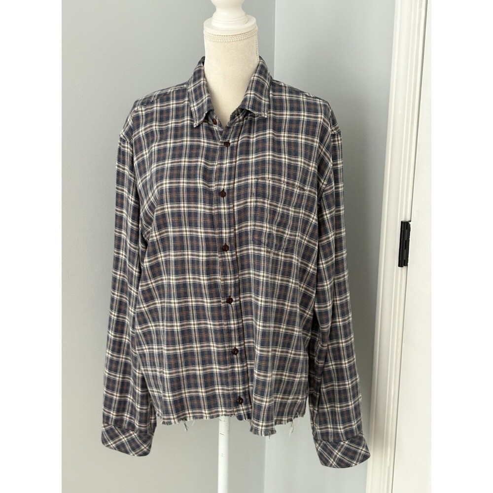 Rails Lennox Heather Blue & Cream Cedar Plaid Flannel Button Down Women's XL